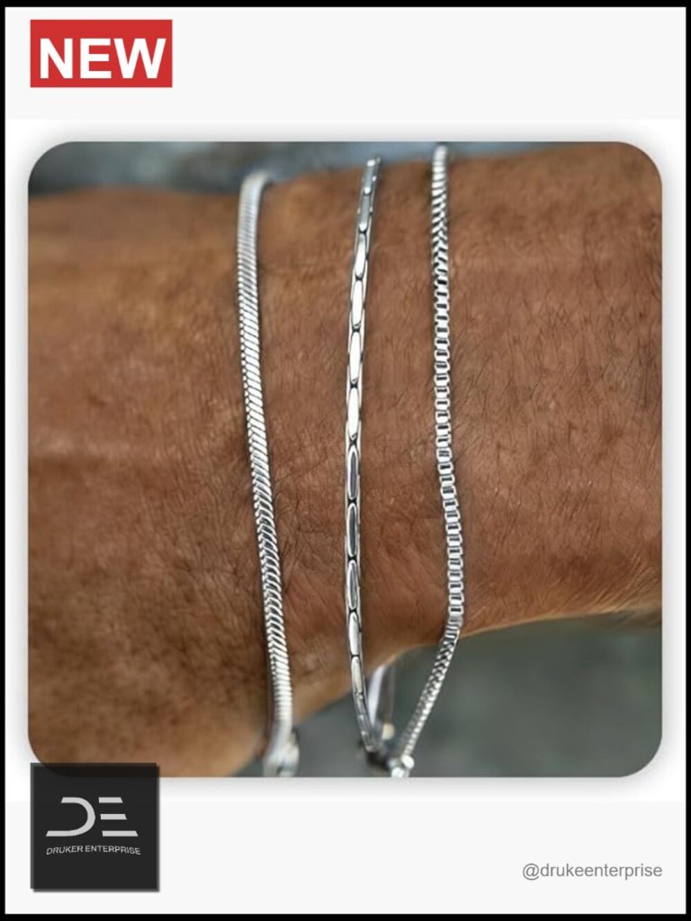 Men's Bracelet Set - 3 Pcs Dainty Gold/Silver Chain Link Bracelets Stainless